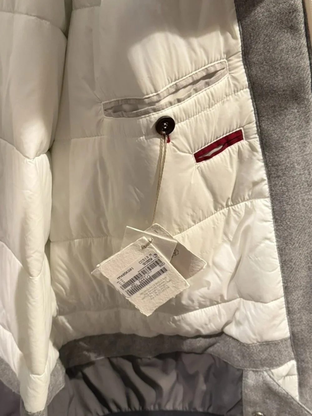 Brunello Cucinelli Grey and White Ski Jacket in Wool/Cashmere/Silk, men's size M